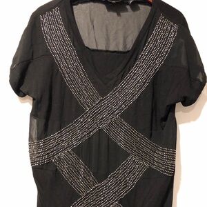 Beautiful black partial sheer shirt size large